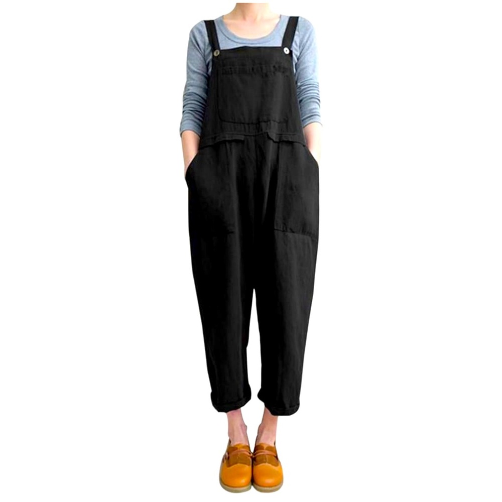 Trendy Black Overalls with Adjustable Straps